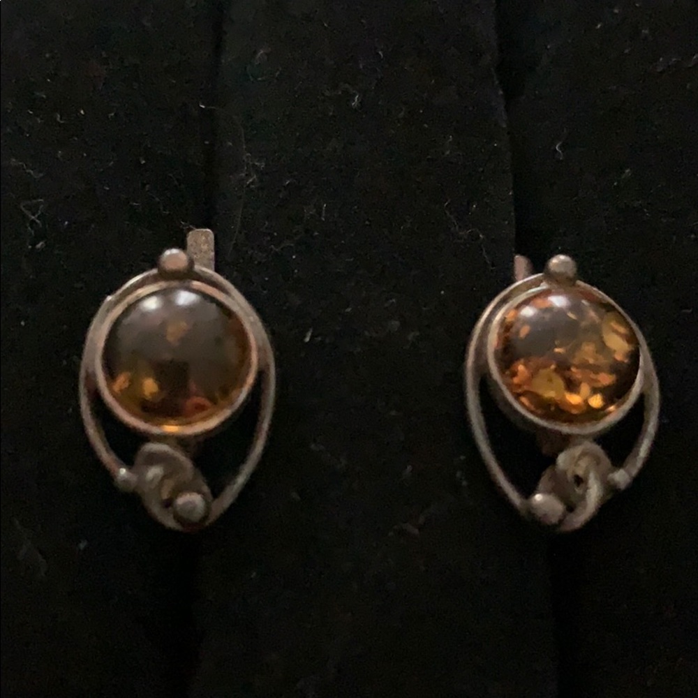 Amber Earrings in Sterling Silver